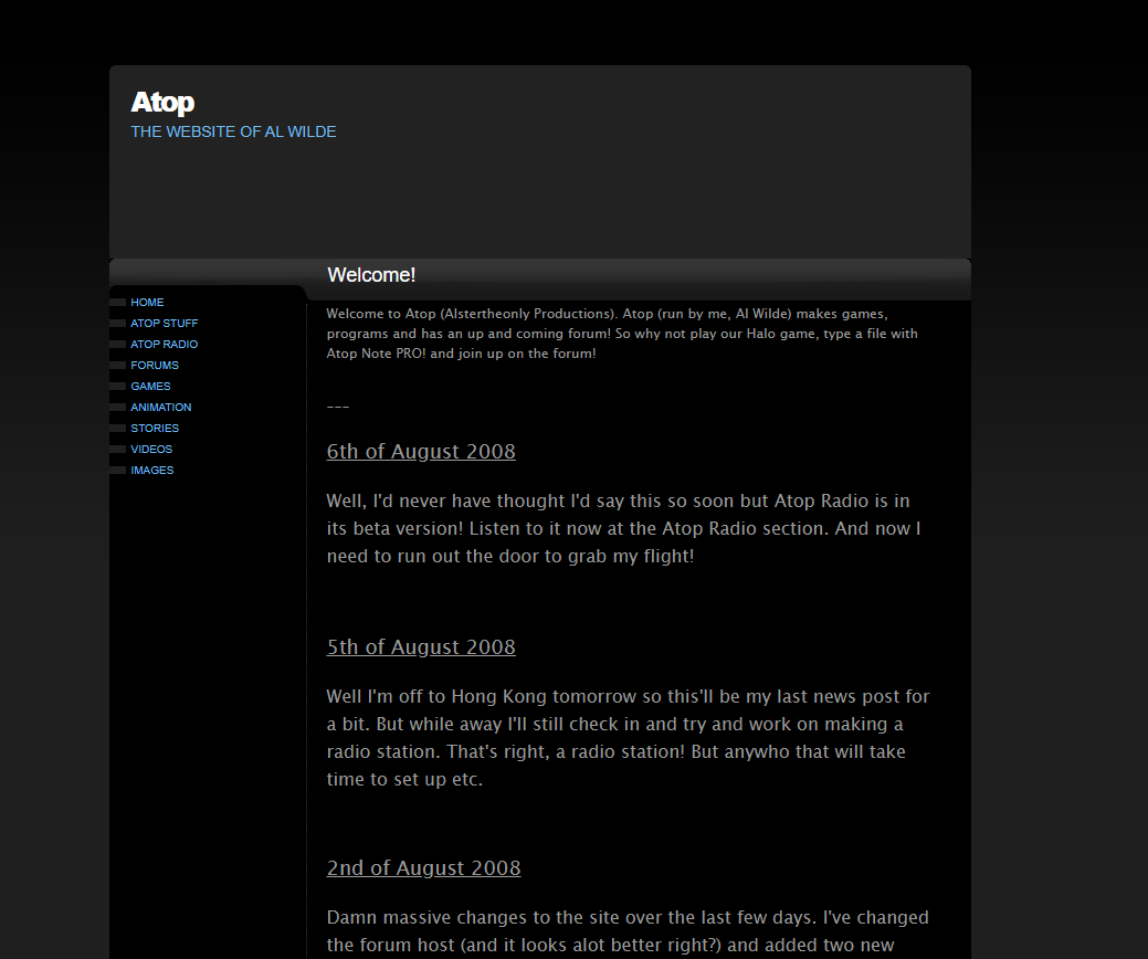 Screenshot of the ATOP site from 2008